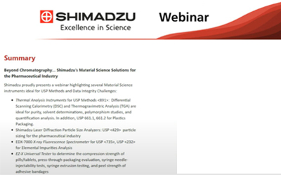 Beyond Chromatography… Shimadzu’s Material Science Solutions for the Pharmaceutical Industry